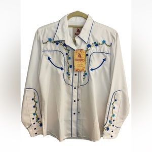 NEW rangers florido jeweled scroll print western cowboy shirt Xl